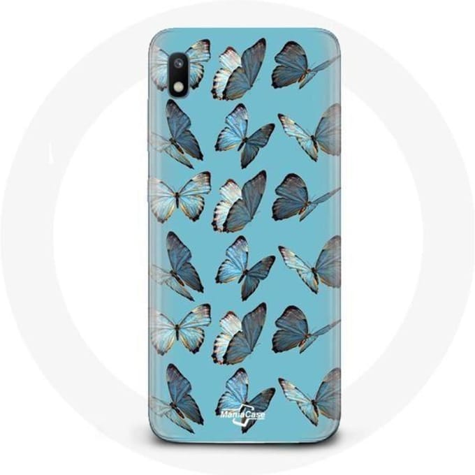Coque - Samsung - Galaxy A10 - Papillons - Souple - Bleu bleu