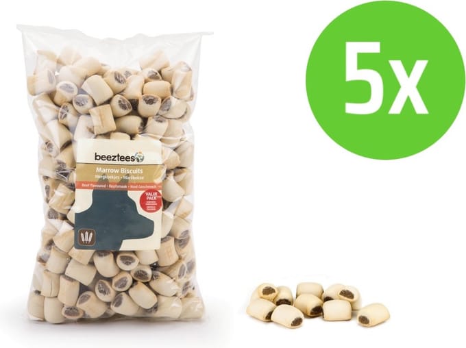 Beeztees Mergkoekjes Rund - hondensnack - 1400 gram - 5 verpakkingen