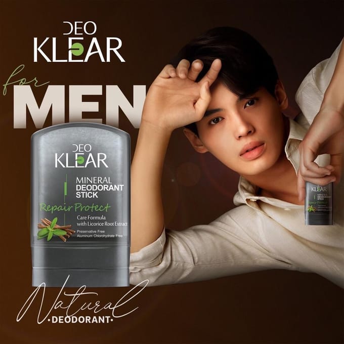 DEOKLEAR Minerale deodorantstick 70 g. (Herstellen Beschermen) - Verzorgingsformule met zoethoutwortelextract 70 g. gray