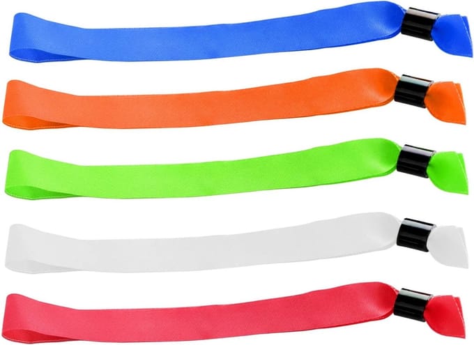 CombiCraft Blanco Textiel Polsbandjes 5-kleurenmix - 100 stuks