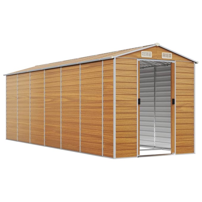 vidaXL - Tuinschuur - 191x555x198 - cm - gegalvaniseerd - staal - lichtbruin