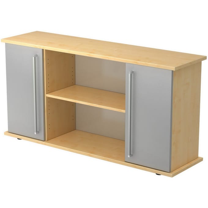 KAPA SB | Dressoir | met deuren - Esdoorn/Zilver Chrome metaal handgreep