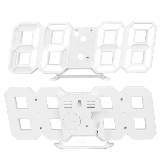 3D LED Digitale Wekker ABS Nachtlampje Temperatuur Bureau Wandklok voor Huisdecoratie Slaapkamer Wit white