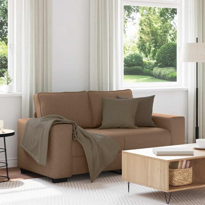 vidaXL - 2-zitsbank - bruin - 160x77x82 - cm - stof