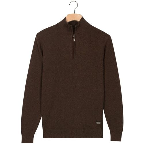 Baileys Trui Half Zip Allover Two-Tone Fine Texture Dark Brown / male