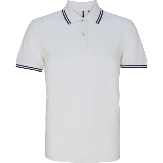 Asquith & Fox Heren Klassiek Fit getipt Poloshirt (Witte/scheepvaart)