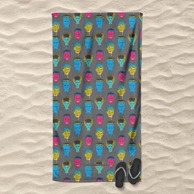 Universal Monsters Franks Bride Mixed Pattern Beach Towel
