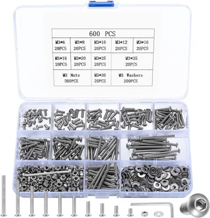 M3 Schroeven, Moeren en Sluitringen - 600 Stuks Assortiment