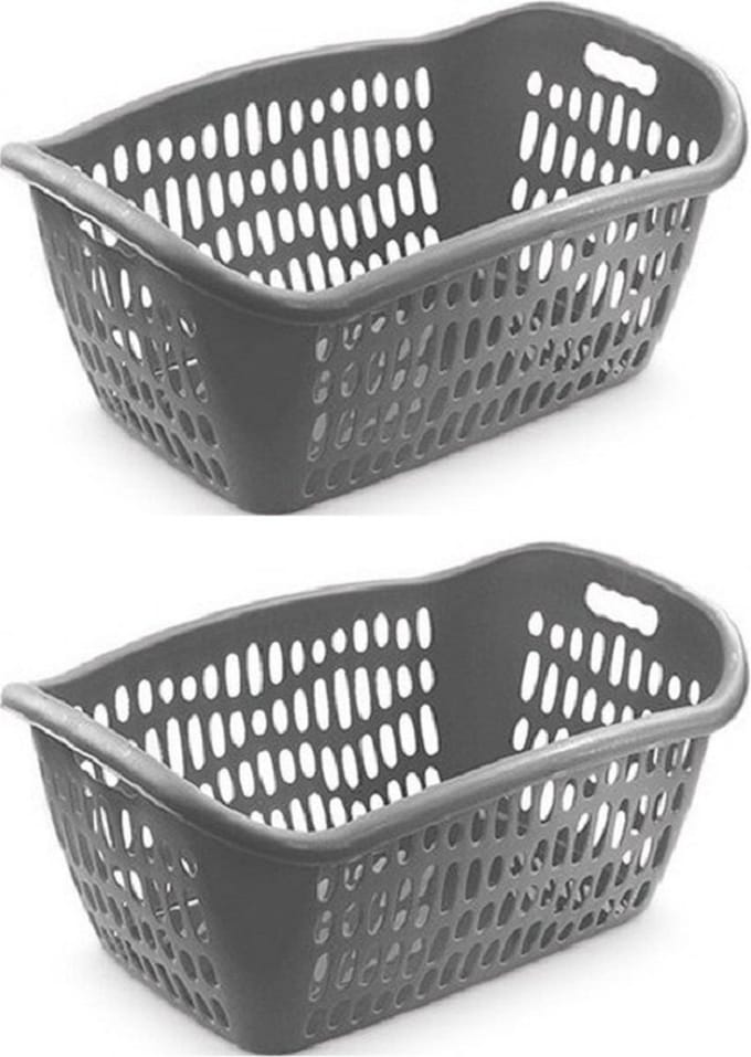 Hega Hogar Wasmand - 5x - grijs - waskrat - 61 x 43 x 28 cm - 38L