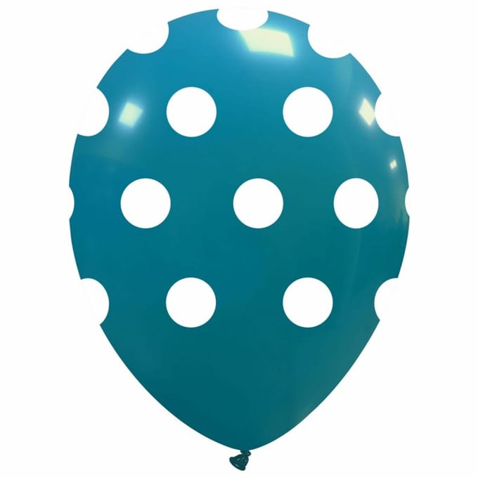 Turquoise Polka dots Ballonnen, 6 stuks, 30 cm