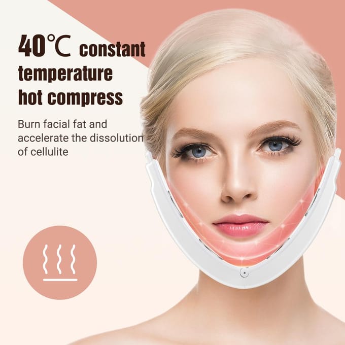 Microstroom EMS Afslanktape Gezichtsvibratiemassager Lichttherapie Huidverzorging Dubbele Kin Verwijderaar Facelift Machine wit