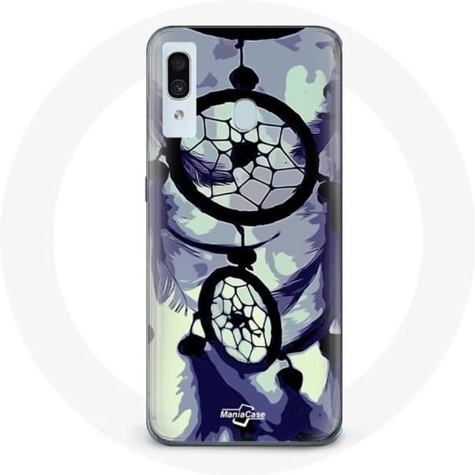 Coque pour Samsung Galaxy A30 Attrape Rêve violet gris et Noir