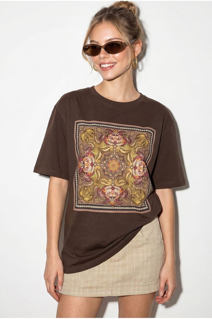 Oversized Ethische Print Katoenen T-Shirt