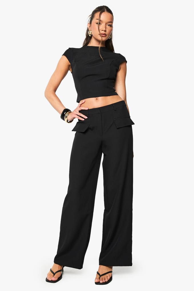 boohoo Dames High Neck Tailored Top | Zwart | Maat: 42