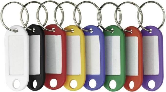 sleutellabels Alco met verwisselbaar etiket assorti zak a 10 stuks