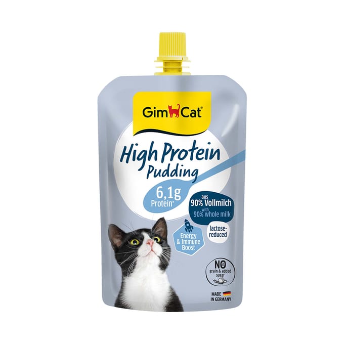 GimCat Eiwitrijke Pudding - Lactosearm Tussendoortje - 100g, Romige Kattenpudding zonder Granen