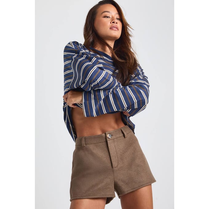 boohoo Dames Lang wol look kort | Chocoladebruin | Maat: 36