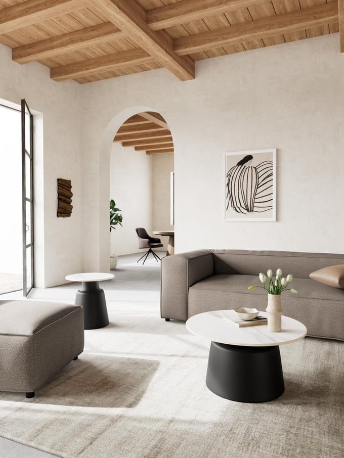 Salontafel Santorini Keramiek Wit Ø70cm - Giga Living