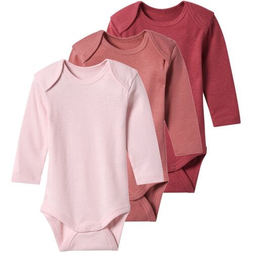 LUPILU Set van 3 baby rompers (rood/roze/roze, 62-68)