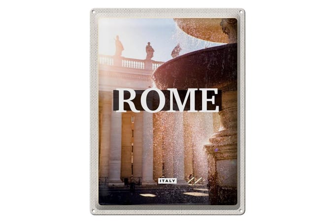 Blechschild Reise 30x40cm Rom Italien Brunnen Mittelalter