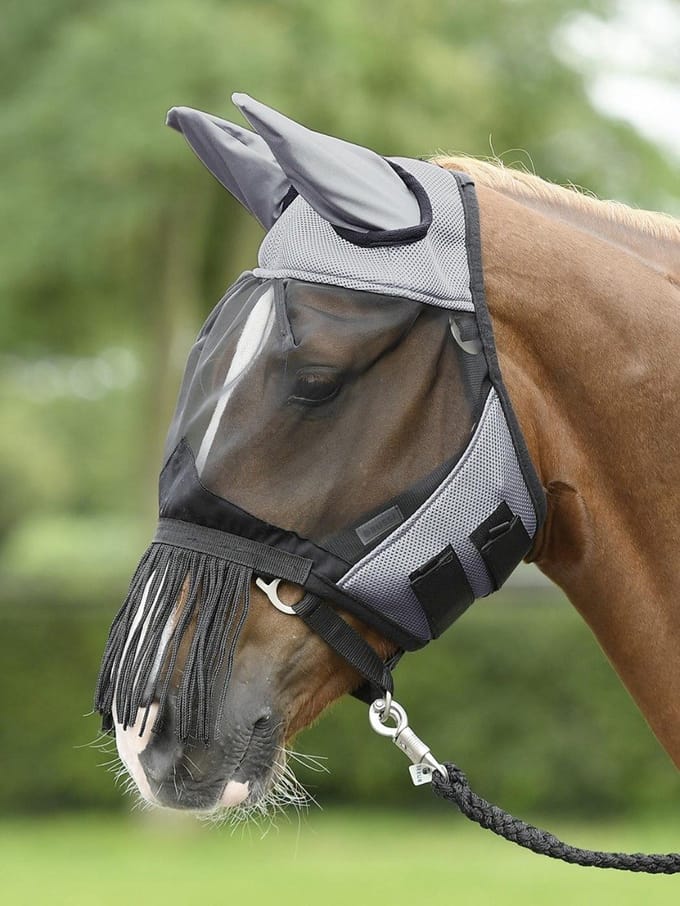 Busse Vliegenmasker Fly Cover Fransen-Grey-Cob