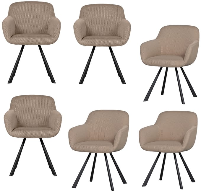 WOOOD Juno Eetkamerstoelen - Mesh - Naturel - Set van 6