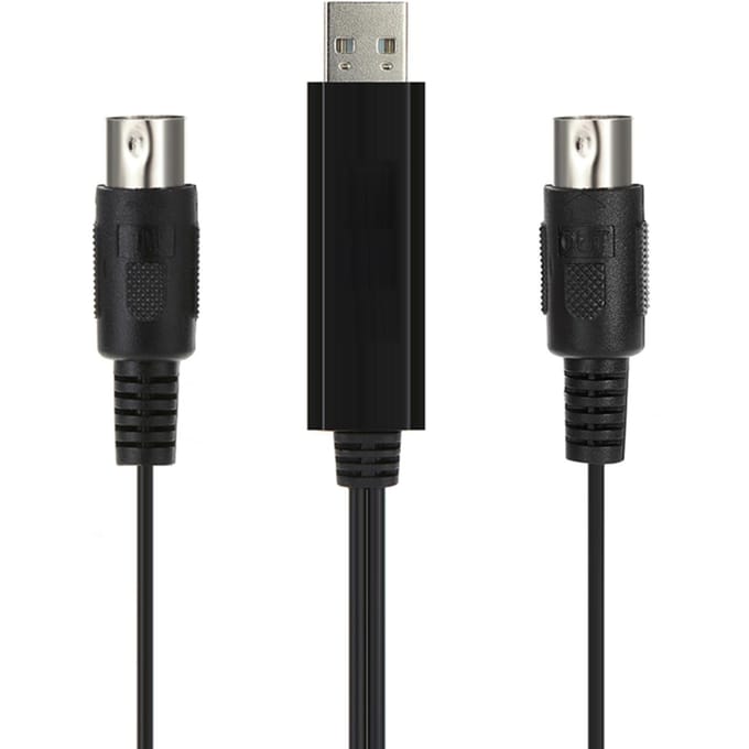 HiFing USB IN-OUT MI-kabel Eén In Eén Uit Interface 5-pins Lijnomvormer PC naar Muziektoetsenbord black
