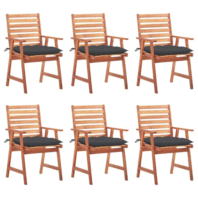vidaXL - Tuinstoelen - 6 - st - met - kussens - massief - acaciahout