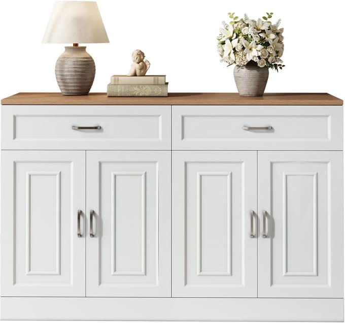 Sideboard - 120x35x80,5 cm - 4 deuren & 2 laden - verstelbare planken - soft-close & anti-kip