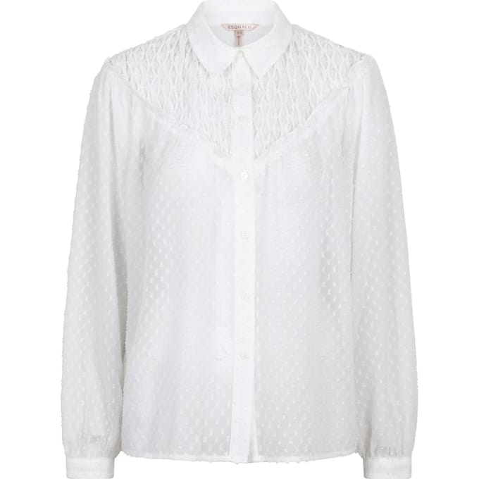 EsQualo Blouse Plumetis Smock Off White Maat: 36 | Longsleeves Outlet | Dames | Wit