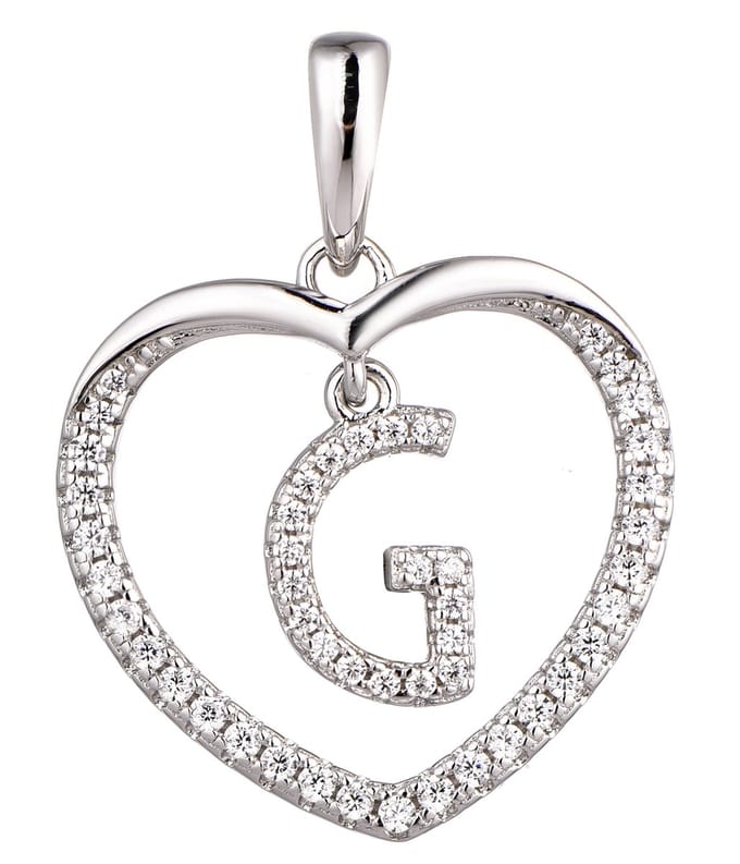 N3 Collecties 925 Hartje zilver Ketting met Hanger -Letter G