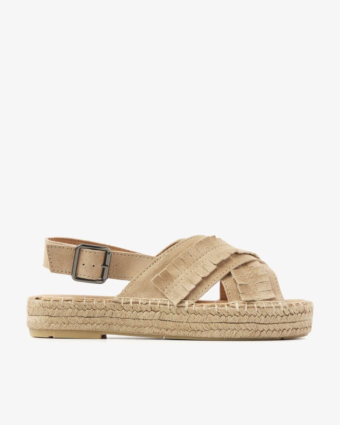 VIA VAI Mondi Noel Espadrilles Dames - Suède - Beige - Maat 40
