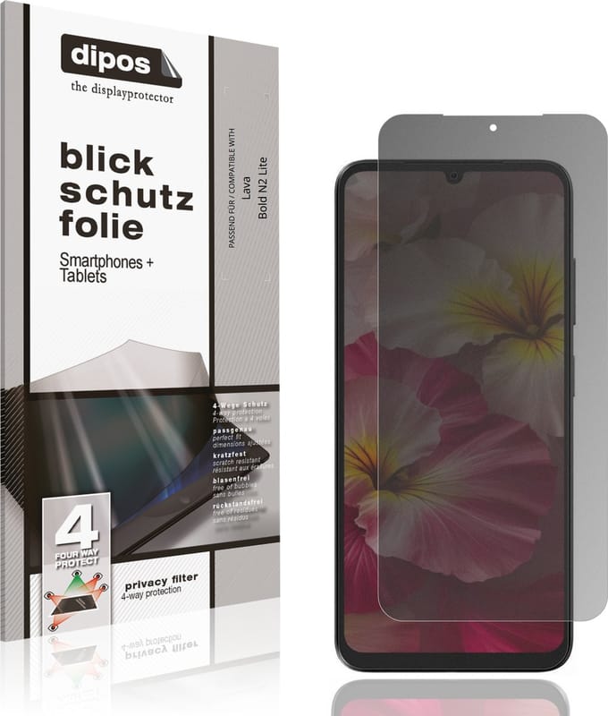 dipos – Matte Privacy Screenprotector geschikt voor Lava Bold N2 Lite | Anti-Spy Beschermfolie