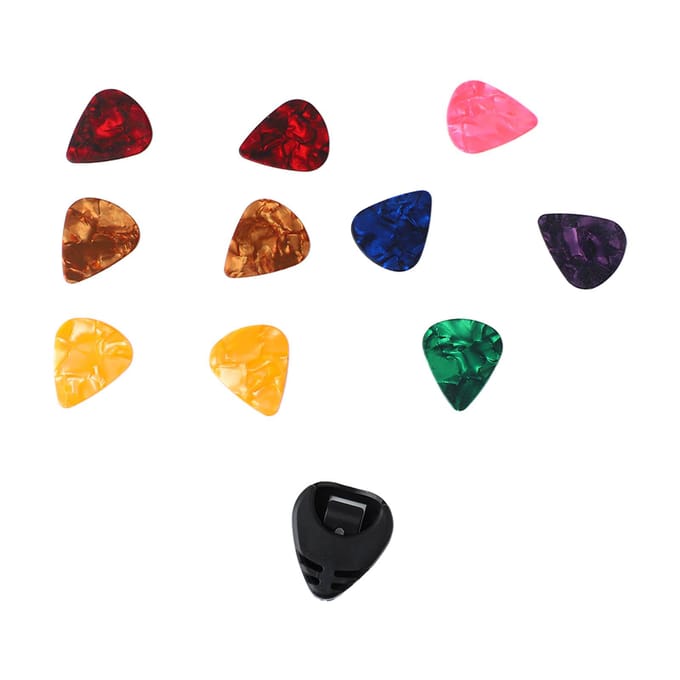 Lot de 10 médiators et porte-médiators pour guitare Outil d'accessoires portables pour basse brown
