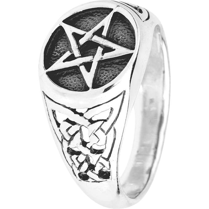 etNox hard and heavy - Gothic Ring - Pentagram - zilverkleurig