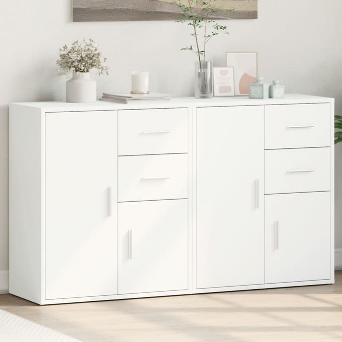vidaXL - Dressoirs - 2 - st - 60x31x70 - cm - bewerkt - hout - wit