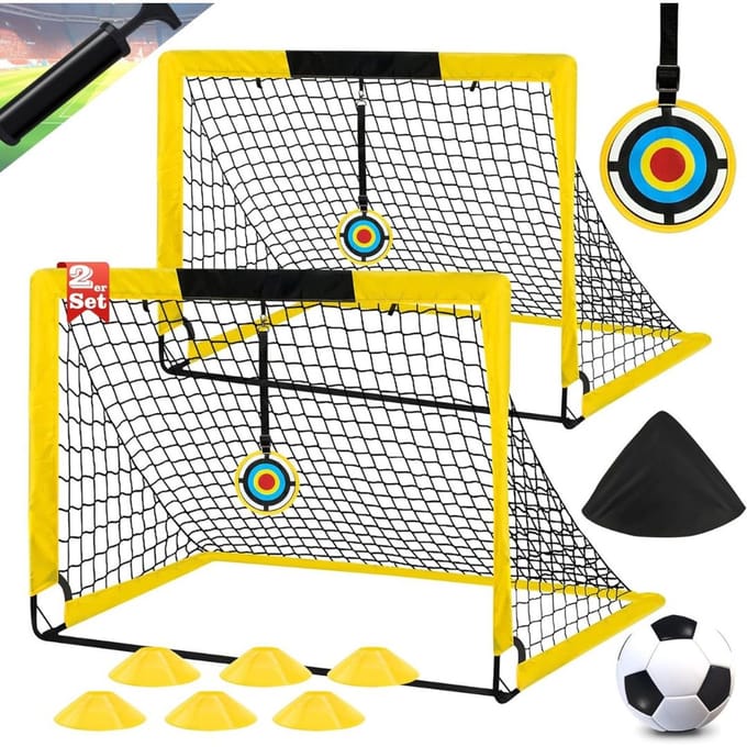 Voetbaldoeltjes Set van 2 - Voetbal Spullen Kinderen - Geel