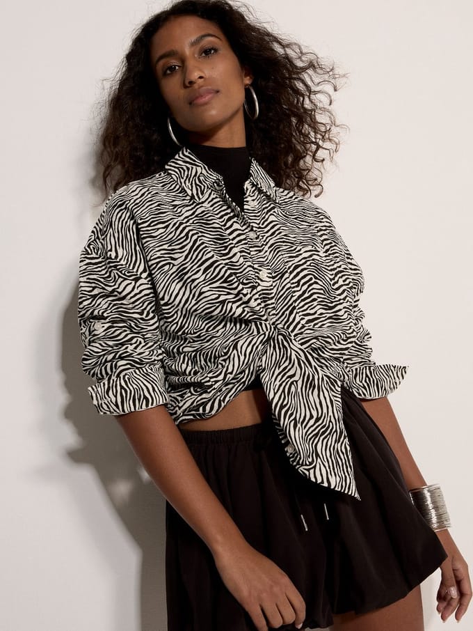 Oversized shirt met zebraprint