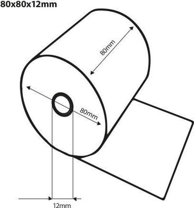 Kassarollen thermische rollen 80 x 80 x 12 mm - 50 per doos