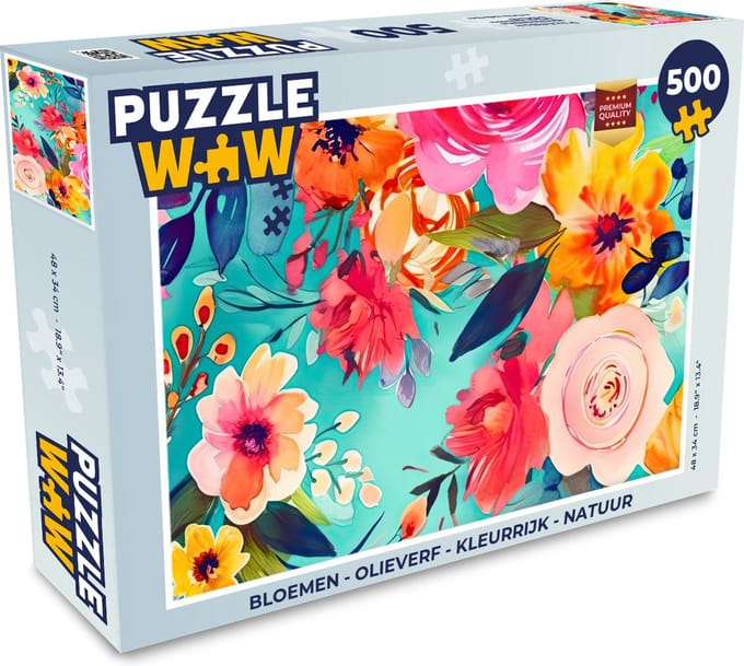 Puzzel Bloemen - Olieverf - Kleurrijk - Natuur - Legpuzzel - Puzzel 500 stukjes