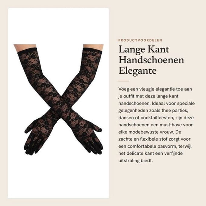 Handschoenen Lange Kant - Heren/Dames - Elegant - Bruiloften - Avondfeesten - 54cm Verlengd