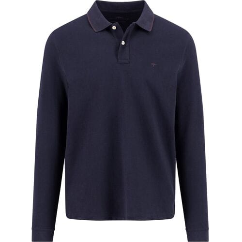Fynch-Hatton Polo Longsleeve Fine Texture Grainy Piqué Navy / male