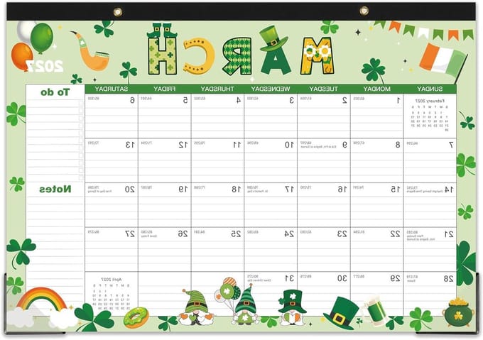 Bureaukalender - Plankalender - Planning Maken - 18 Maanden - 17 x 12 inch - Wit