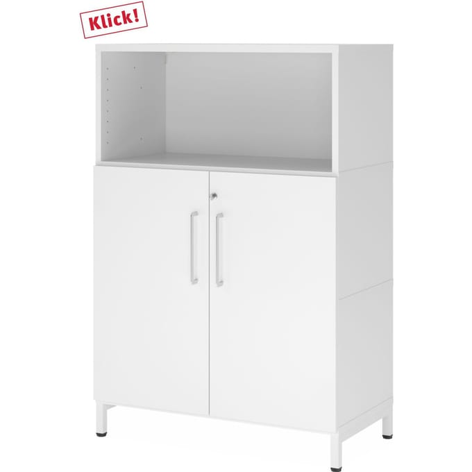 FlexWall | 3 OH | deuren + kast | met sokkelframe - Wit/Wit
