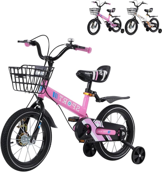 Kinderfiets - Loopfiets - Leren fietsen - Stevig stalen frame - 16 inch - Roze