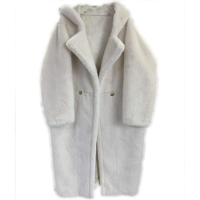 Pelsjas Dames Europese Nerts Capuchon Imitatie Nerts Teddybeerjas Lang One size white