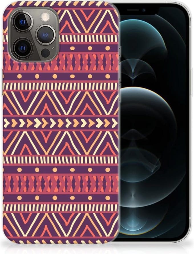 Back Cover voor iPhone 12 Pro Max TPU bumper Aztec Paars