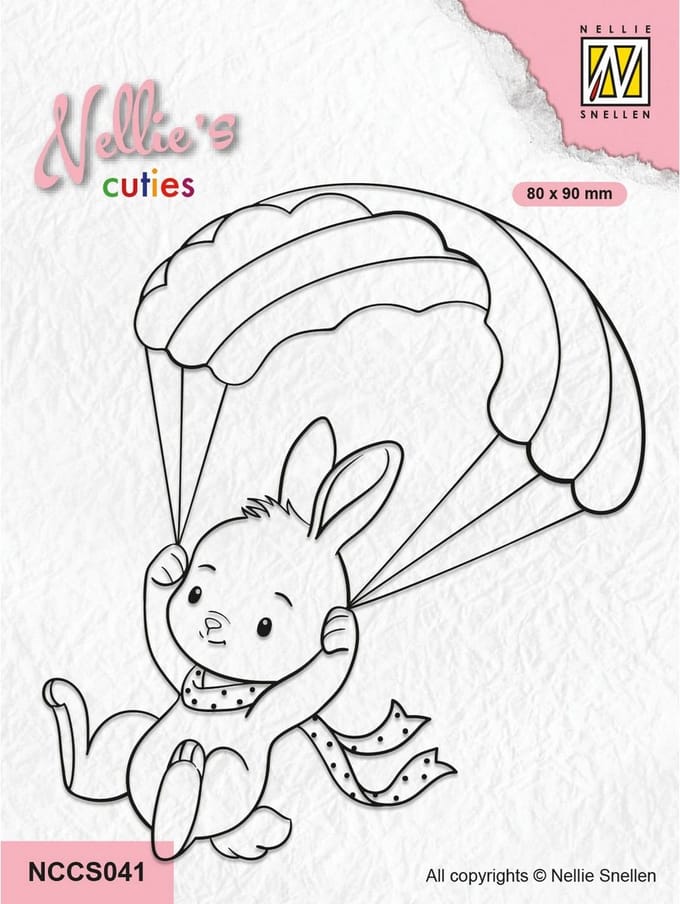 Nellie Snellen Nellie's Cuties Clear Stamp Parachuting Bunny