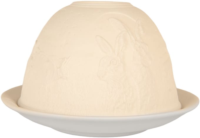 Clayre & Eef Waxinelichthouder Ø 12x8 cm Wit Porselein