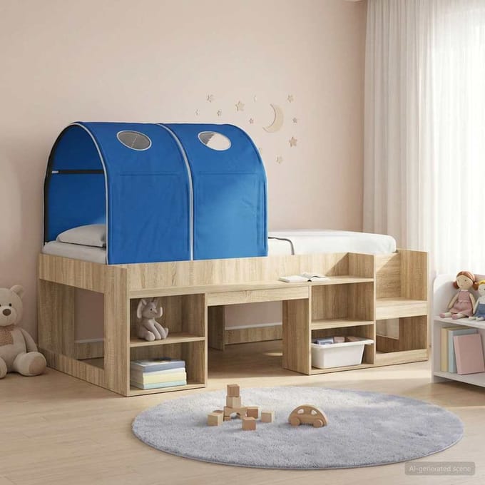 vidaXL - Bedtunnel - voor - kinderbedden - 2 - st - Blauw - Polyester